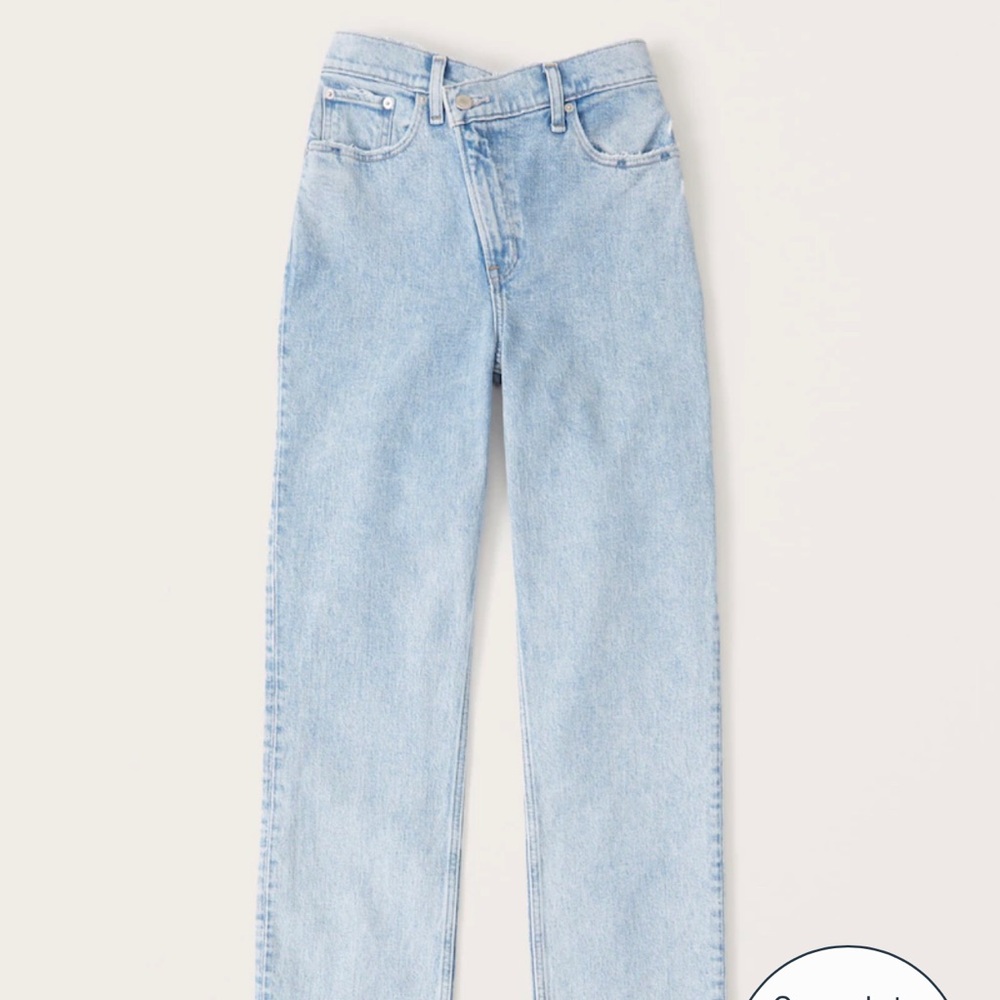 Abercrombie 90s ultra high straight denim Light With Criss-Cross Waistband